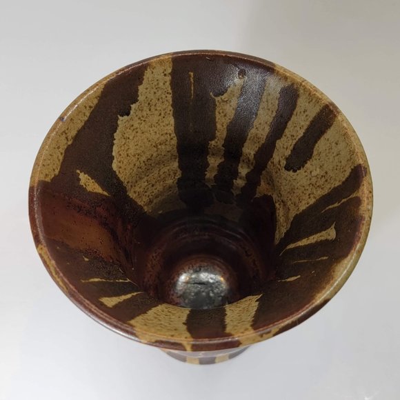 Handmade Vase Stoneware Brown and Sand Color 6" - Picture 5 of 7